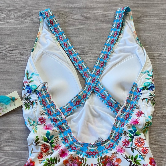 NWT Johnny Was Dreamer V-Neck One-Piece Swimsuit Size XL - Picture 5 of 11